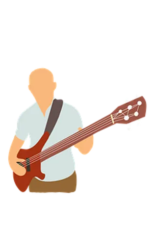 Bass Guitarist Vector Illustration PNG Image