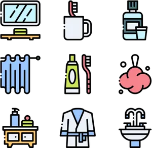 Bathroom Items Icons Set PNG Image