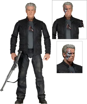 Battle Damaged Terminator Figure PNG Image