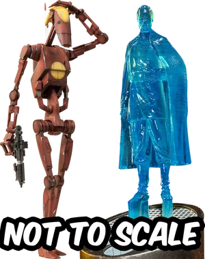 Battle Droidand Hologram Figure Comparison PNG Image