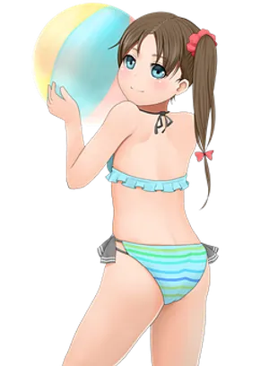 Beach Ball Girl Anime Illustration PNG Image