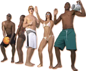 Beach Party Friends Dancing PNG Image