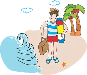 Beach Ready Cartoon Character PNG Image