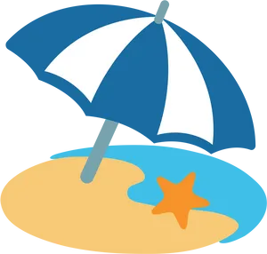 Beach Umbrellaand Starfish Graphic PNG Image