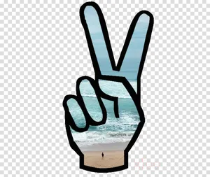 Beach View Peace Sign PNG Image