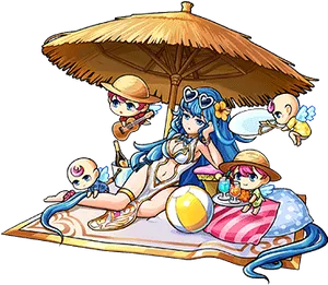 Beachside_ Animated_ Characters_ Relaxing.png PNG Image