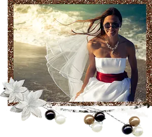 Beachside Bridein Sunshine PNG Image