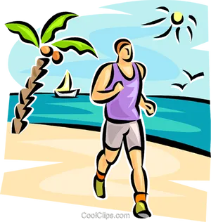 Beachside Running Illustration.png PNG Image