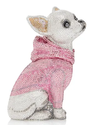 Beaded Chihuahua Figurinein Pink Sweater PNG Image