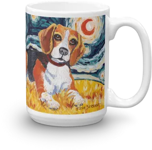 Beagle Inspired Starry Night Coffee Mug PNG Image