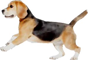 Beagle Watercolor Artwork PNG Image