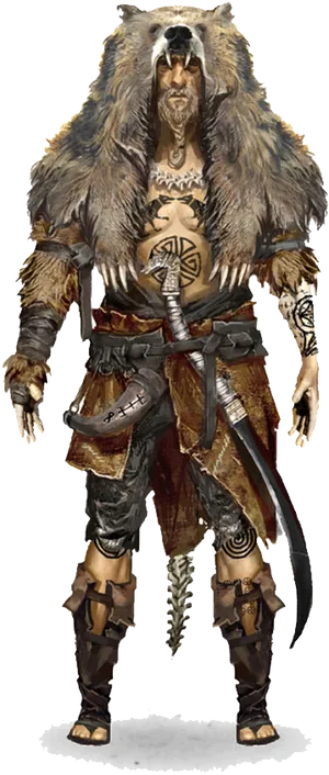 Bear Warrior Fantasy Art PNG Image