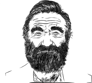 Bearded Man Sketch Artwork PNG Image