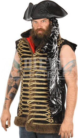 Bearded Manin Pirate Costume PNG Image