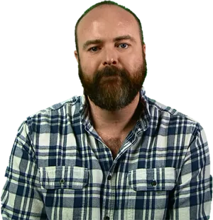 Bearded Manin Plaid Shirt PNG Image
