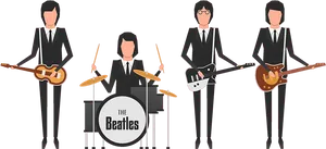 Beatles Animated Band Setup PNG Image