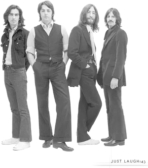 Beatles Classic Lineup Blackand White PNG Image