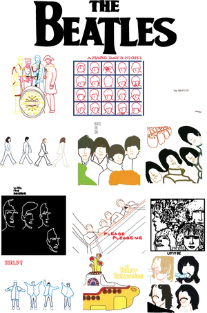 Beatles Iconic Album Art Collage PNG Image