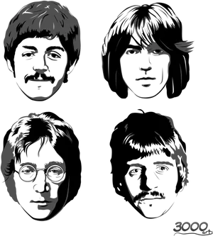 Beatles Iconic Portraits PNG Image