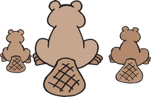 Beaver Family Cartoon PNG Image