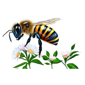 Bee With Flowers Png 06252024 PNG Image