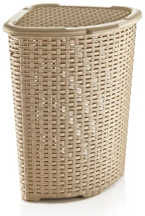 Beige Plastic Laundry Basket PNG Image