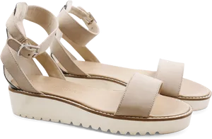 Beige Platform Sandals PNG Image