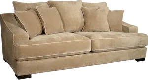 Beige Velvet Couch Black Background PNG Image