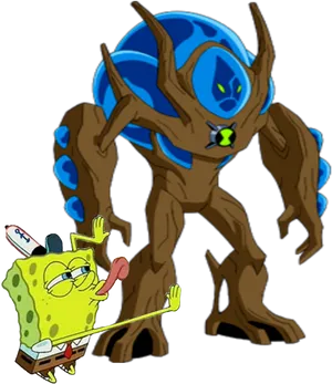 Ben10 Wildvineand Sponge Bob Crossover PNG Image