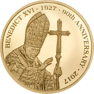 Benedict X V I90th Anniversary Coin PNG Image