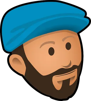 Beret Clad Cartoon Face Vector PNG Image