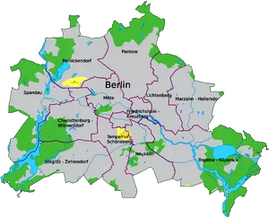 Berlin Districts Map PNG Image