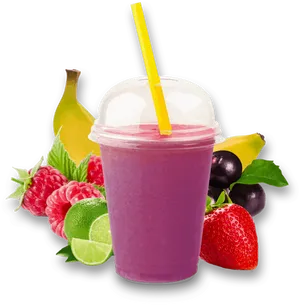 Berry Banana Smoothiewith Fruits PNG Image