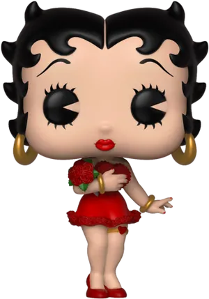 Betty Boop Figurine With Flowers PNG Image