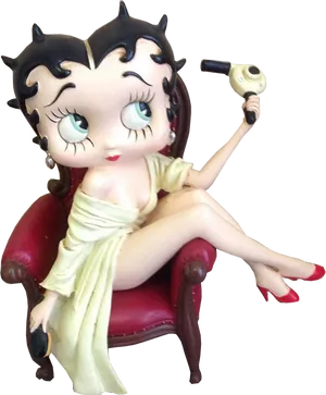 Betty Boop Figurinewith Phone PNG Image