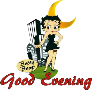 Betty Boop Good Evening Cityscape PNG Image