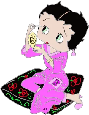 Betty Boop Mirror Makeup PNG Image