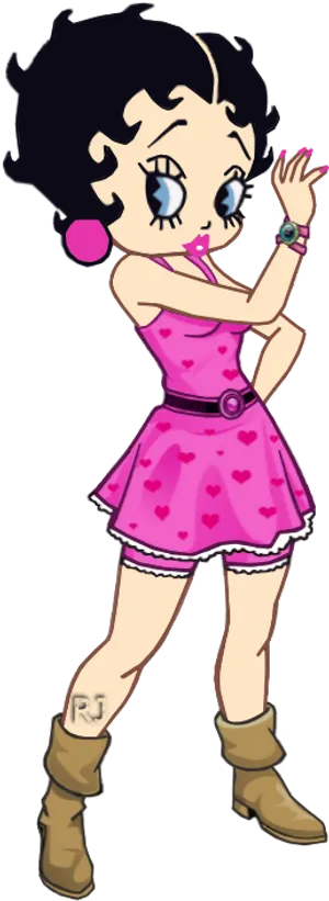 Betty Boop Pink Dress Character Pose PNG Image