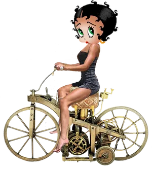 Betty Boop Riding Steampunk Bicycle PNG Image