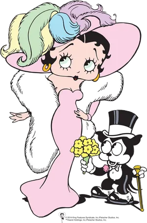 Betty Boopand Bimbowith Flowers PNG Image