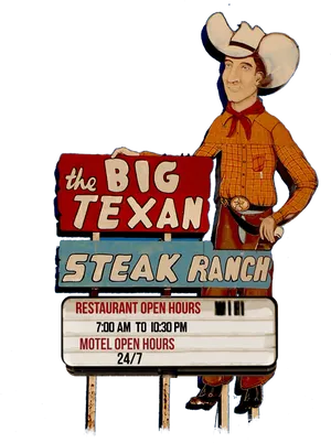 Big Texan Steak Ranch Cowboy Sign PNG Image