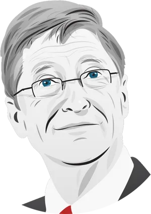 Bill Gates Vector Portrait PNG Image