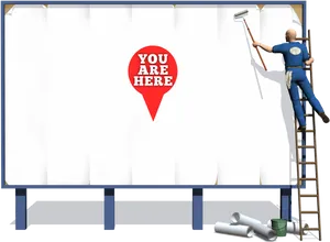 Billboard Painting Worker PNG Image