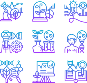 Biology Research Icons Set PNG Image