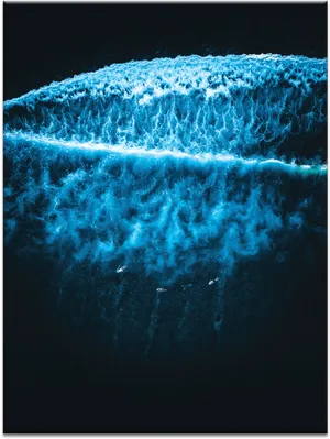 Bioluminescent Wave Under Starlight PNG Image