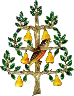 Birdon Pear Tree Brooch PNG Image