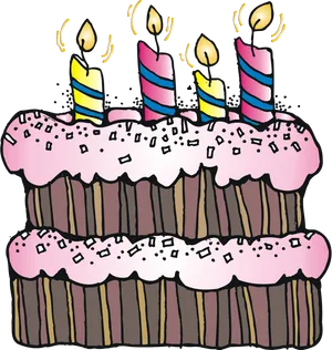 Birthday Cake Cartoon Illustration PNG Image