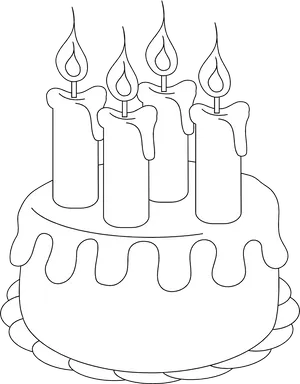 Birthday Cake Outlinewith Candles PNG Image