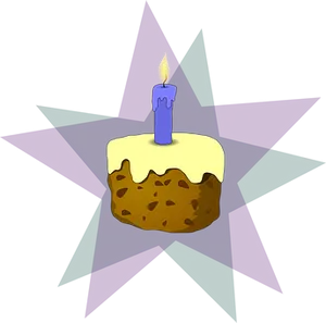 Birthday Cake Single Candle Illustration PNG Image