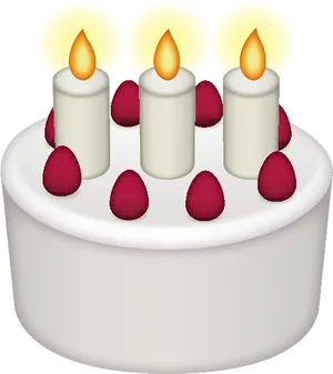 Birthday Cakewith Candlesand Raspberries.png PNG Image